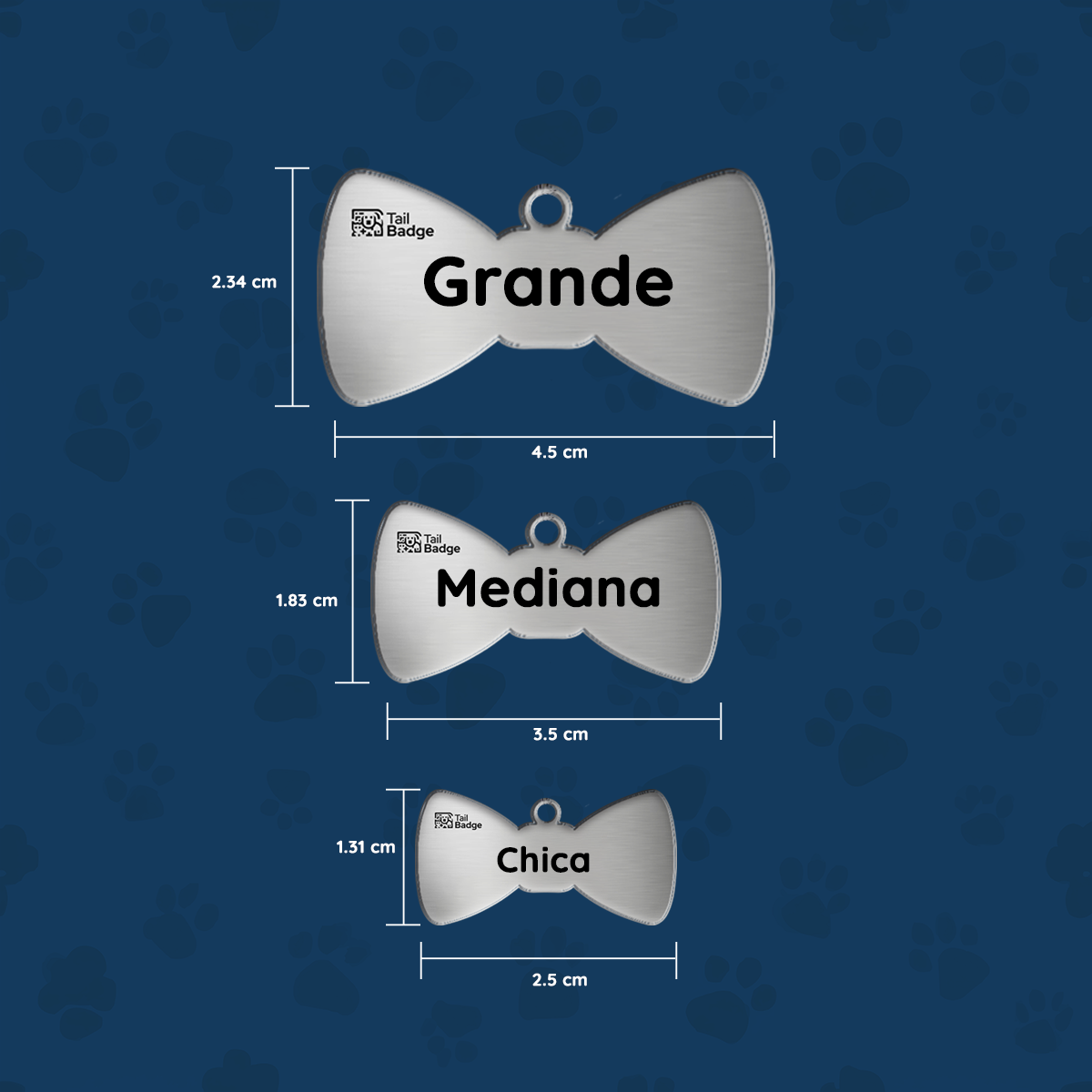 PLACA PARA MASCOTA CON FORMA DE MOÑO