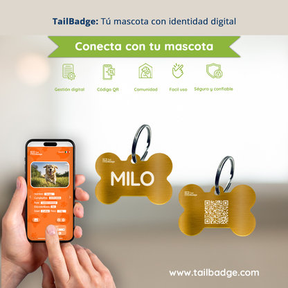 BONE-SHAPED PET TAG (ALUMINUM)