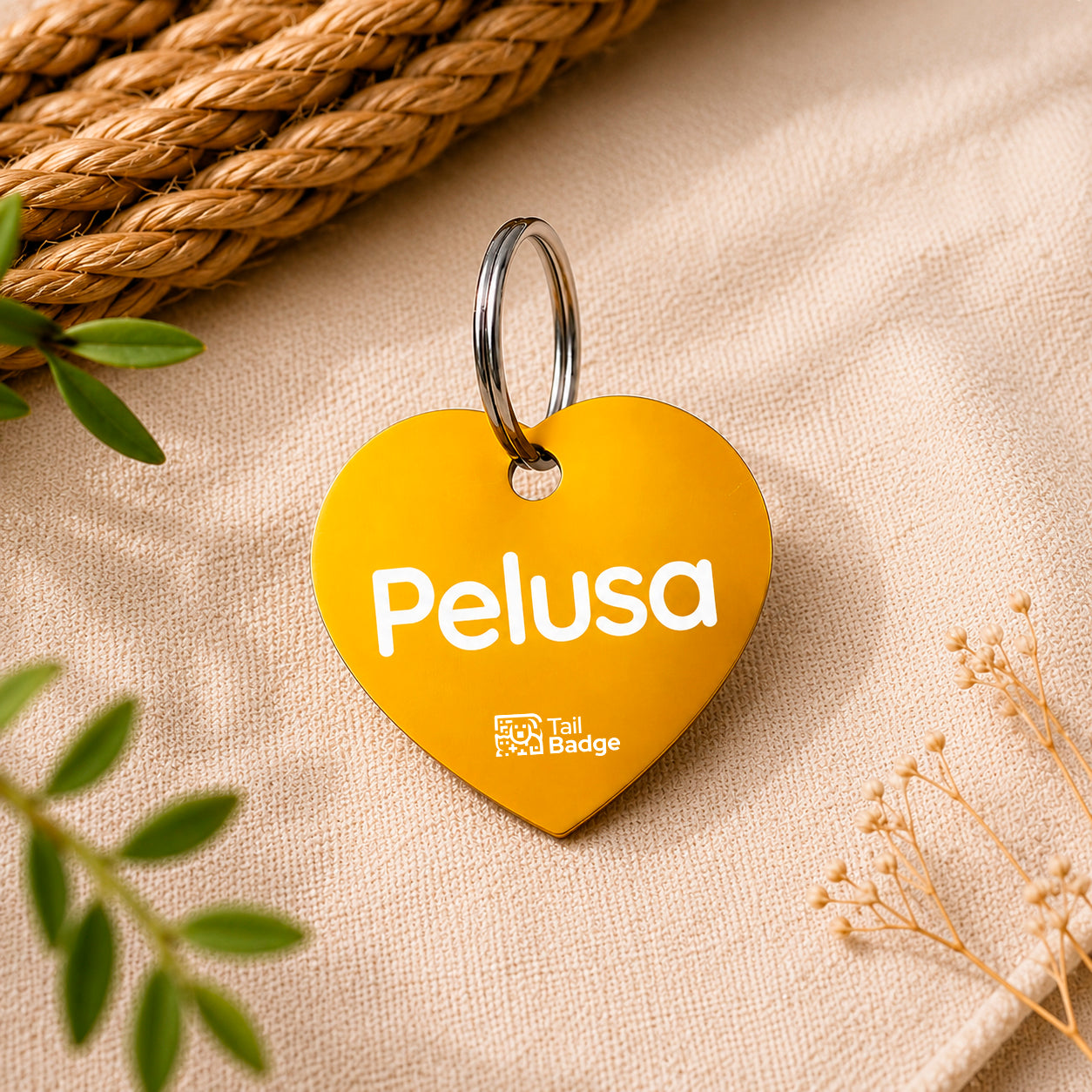 PLACA PARA MASCOTA CON FORMA DE CORAZÓN (ALUMINIO)