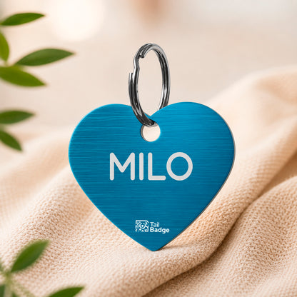 PLACA PARA MASCOTA CON FORMA DE CORAZÓN (ALUMINIO)