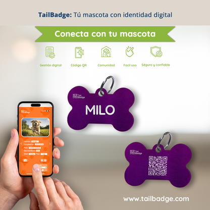 BONE-SHAPED PET TAG (ALUMINUM)