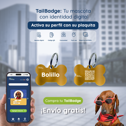 BONE-SHAPED PET TAG (ALUMINUM)