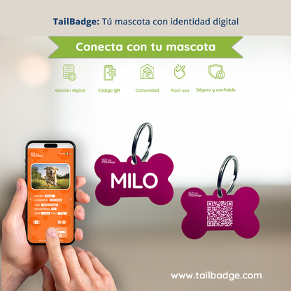 BONE-SHAPED PET TAG (ALUMINUM)