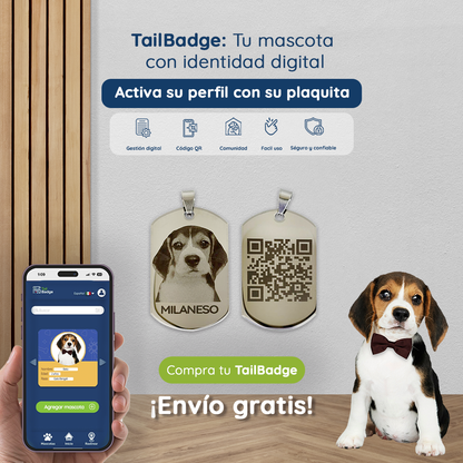 SILVER DOG TAG PET ID WITH PHOTO ENGRAVING