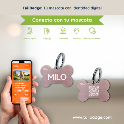 BONE-SHAPED PET TAG (ALUMINUM)