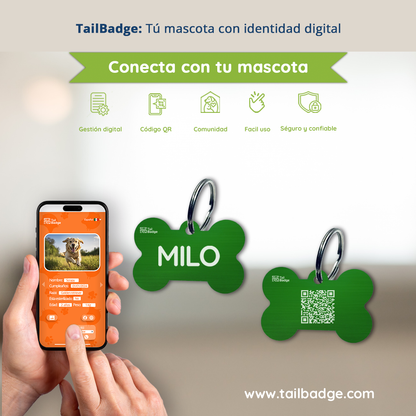 BONE-SHAPED PET TAG (ALUMINUM)